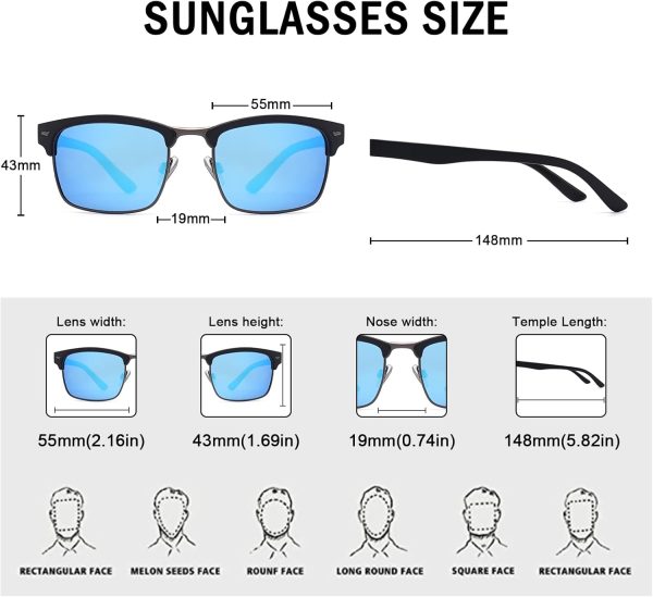Dollger Polarized Sunglasses Men Half Frame Square Semi-Rimless Driving Sun Glasses Shades for Men UV400 Protection - Image 8