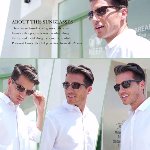 Dollger Polarized Sunglasses Men Half Frame Square Semi-Rimless Driving Sun Glasses Shades for Men UV400 Protection - Image 9