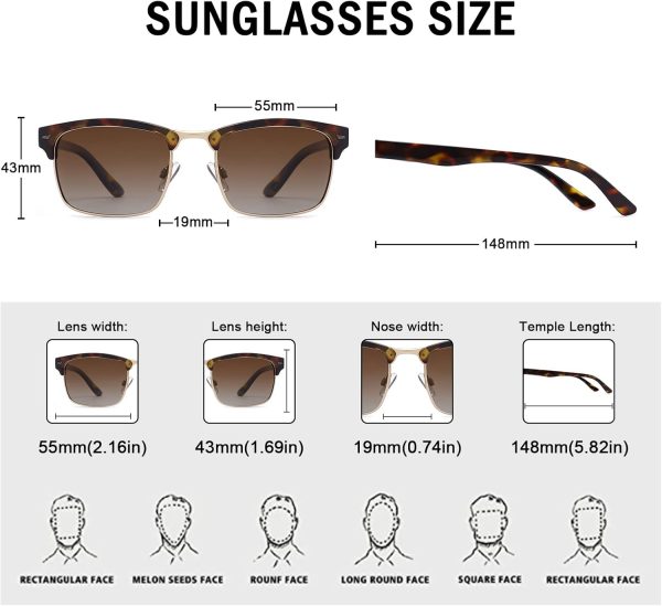 Dollger Polarized Sunglasses Men Half Frame Square Semi-Rimless Driving Sun Glasses Shades for Men UV400 Protection - Image 11