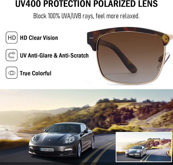 Dollger Polarized Sunglasses Men Half Frame Square Semi-Rimless Driving Sun Glasses Shades for Men UV400 Protection - Image 12