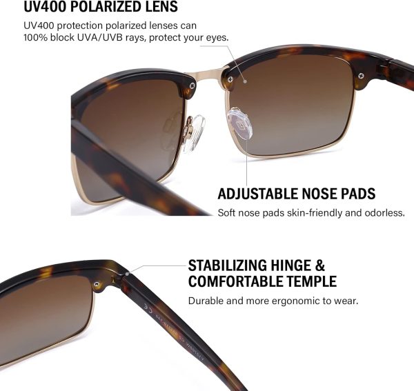 Dollger Polarized Sunglasses Men Half Frame Square Semi-Rimless Driving Sun Glasses Shades for Men UV400 Protection - Image 13