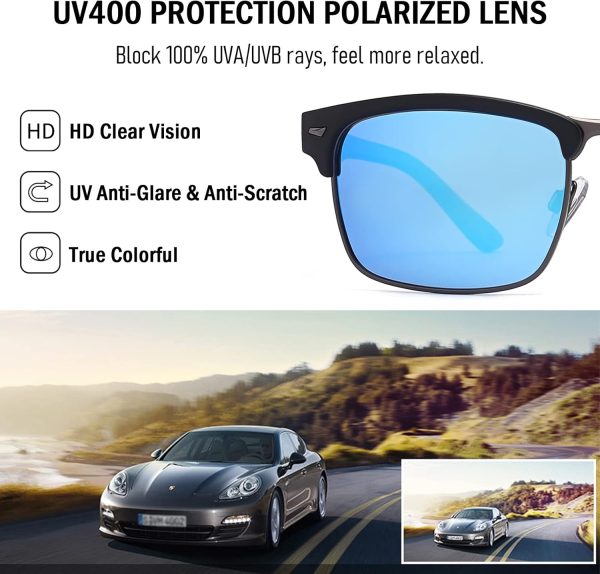 Dollger Polarized Sunglasses Men Half Frame Square Semi-Rimless Driving Sun Glasses Shades for Men UV400 Protection - Image 18