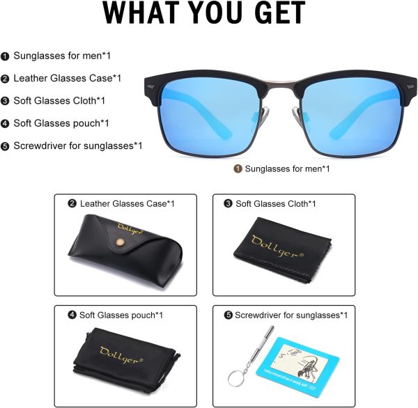 Dollger Polarized Sunglasses Men Half Frame Square Semi-Rimless Driving Sun Glasses Shades for Men UV400 Protection - Image 20