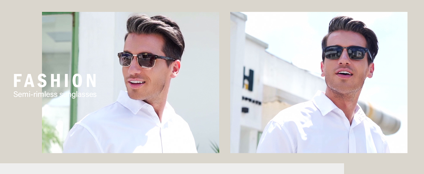 half frame sunglasses for men polarized sunglass semi rimless sunglass dollger sunglass black shade