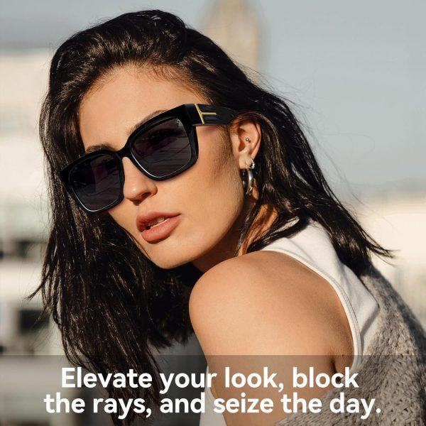 Polarized Fit Over Glasses Sunglasses for Women Trendy Square Wrap Around Shades UV Protection Driving Riding - Image 2