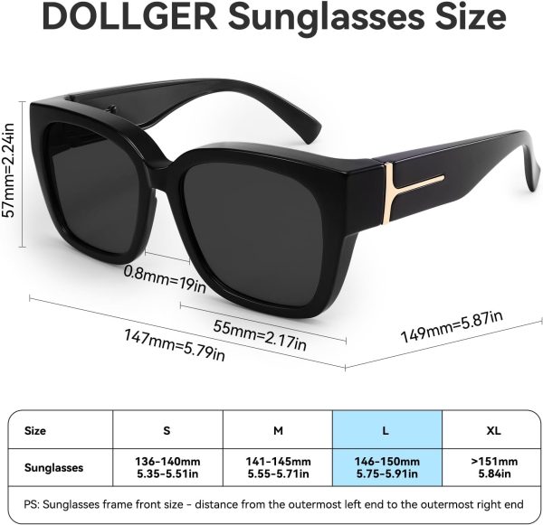 Polarized Fit Over Glasses Sunglasses for Women Trendy Square Wrap Around Shades UV Protection Driving Riding - Image 5