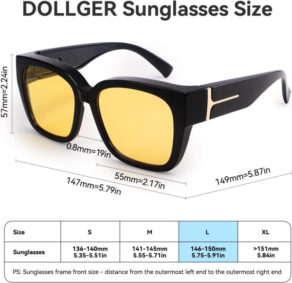 Polarized Fit Over Glasses Sunglasses for Women Trendy Square Wrap Around Shades UV Protection Driving Riding - Image 11