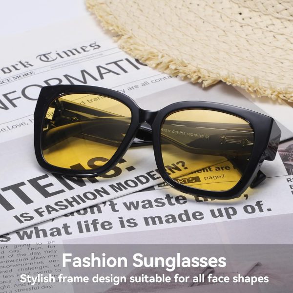 Polarized Fit Over Glasses Sunglasses for Women Trendy Square Wrap Around Shades UV Protection Driving Riding - Image 13