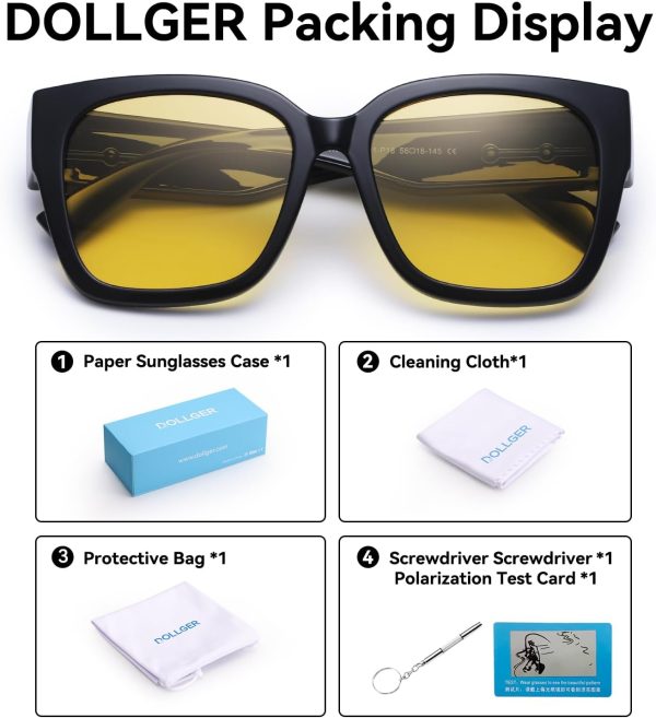 Polarized Fit Over Glasses Sunglasses for Women Trendy Square Wrap Around Shades UV Protection Driving Riding - Image 14
